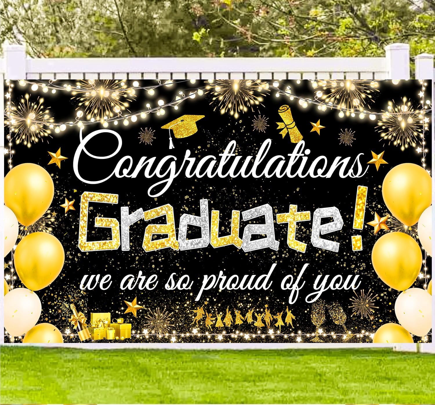 Famoby Congratulations Graduate We are so Proud of You Hanging Banner ...