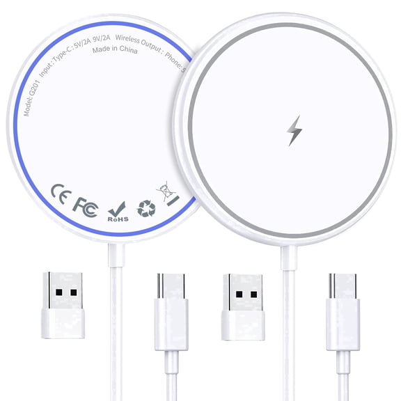 Magnetic Wireless Charger 2 Pack, 15W Fast Magnetic Wireless Charging Pad Charger Pad Compatible for iPhone17/ 16/15/14/13/12 Pro Max Plus, Strong Magnet Charging Pad with USB-C Cable (White)