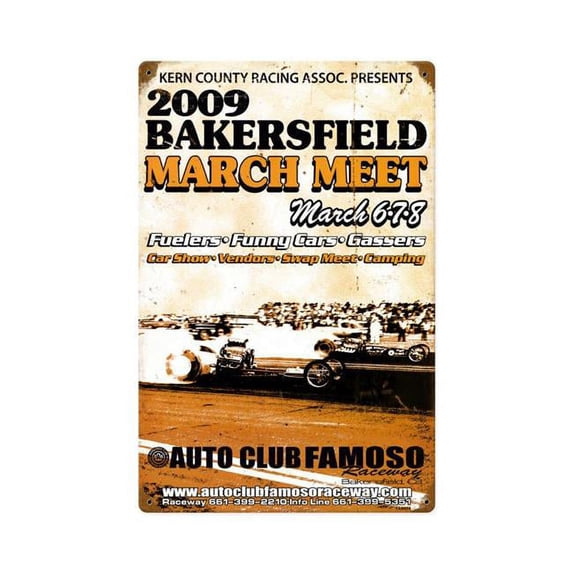 Famoso FAM024 12 x 18 in. Bakersfield March Meet 2009 Vintage Metal Sign