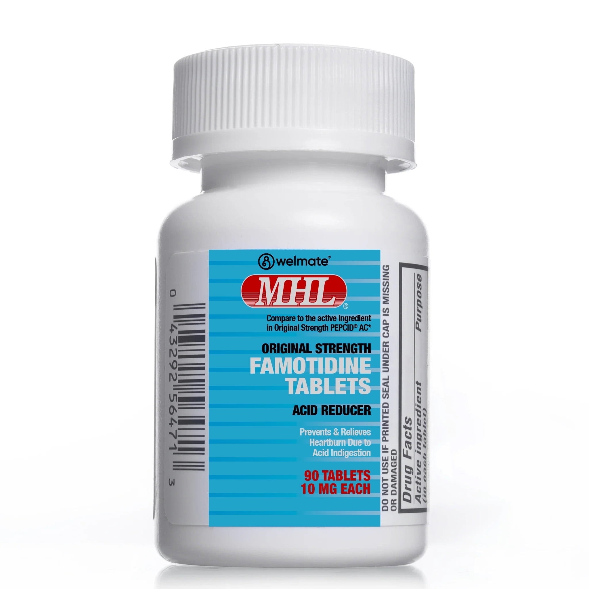 WELMATE Famotidine 10 mg | 90 Count Tablets | Acid Reducer