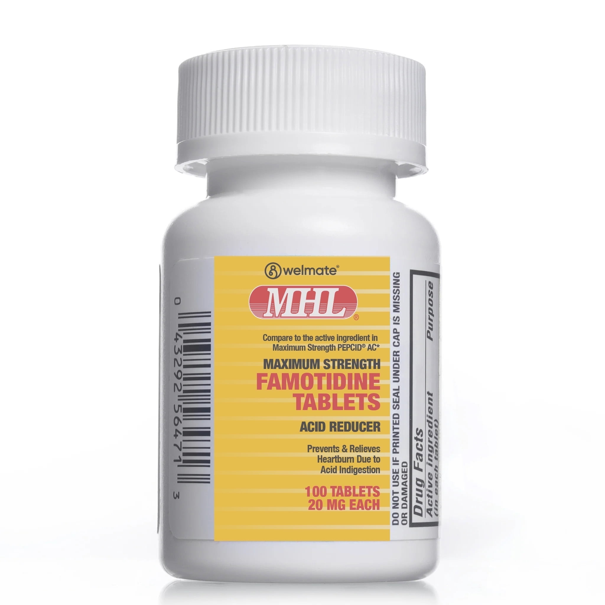 WELMATE Famotidine 20 mg |100 Count Tablets | Acid Reducer
