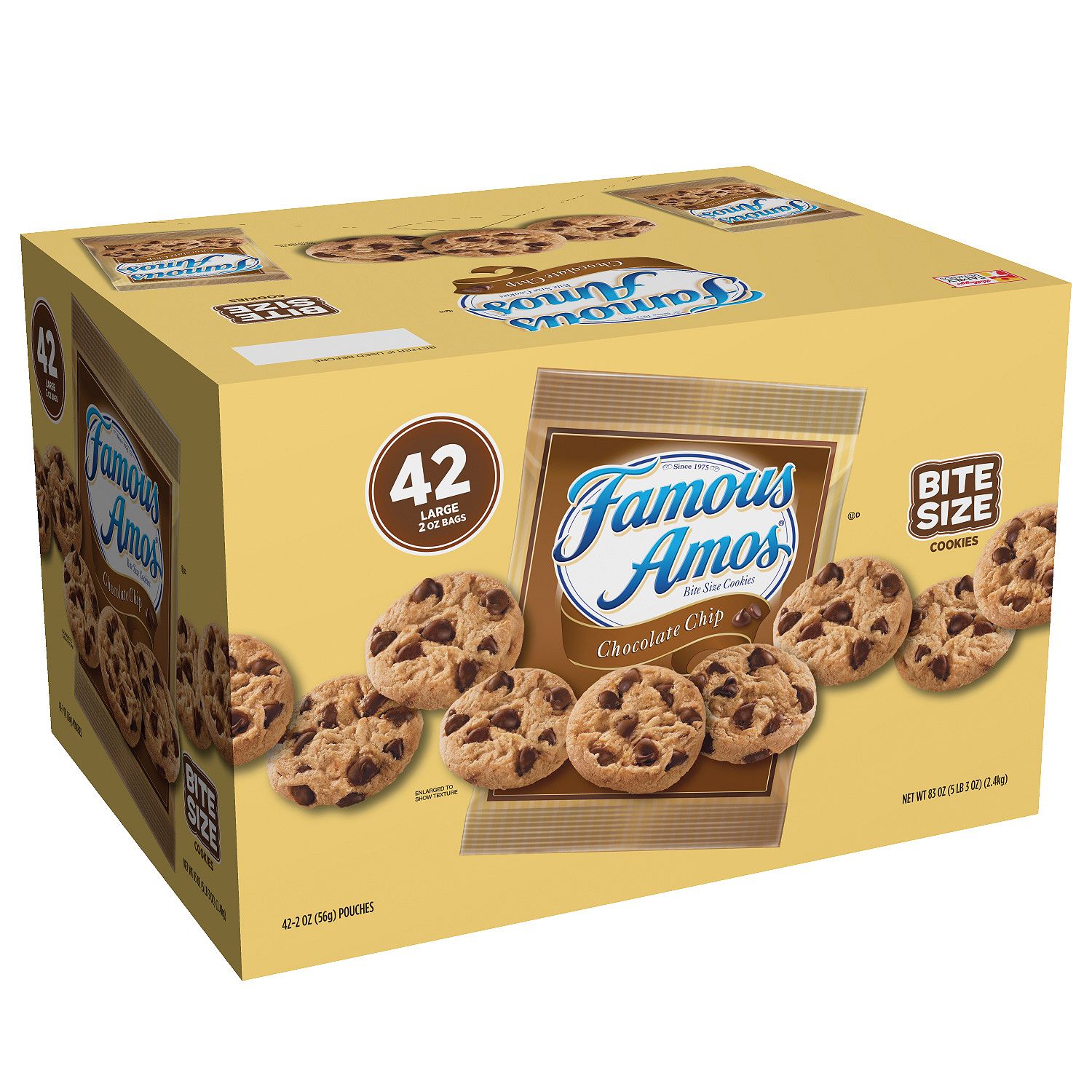 Famous Amos Chocolate Chip Cookies Single Serve Snacks Multipack 2 