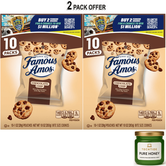 Famous Amos Classic Chocolate Chip Cookies, Bite-size cookies, Sweet Treats, 10 Pack Box