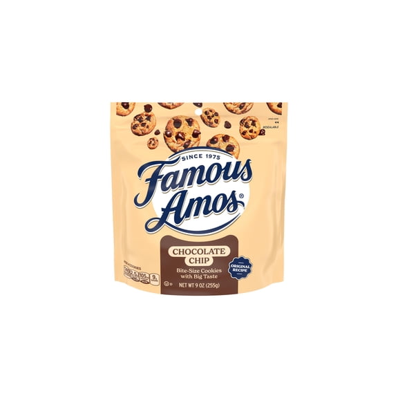 Famous Amos Original Recipe Bite-Size Chocolate Chip Cookies, Resealable Bag, 9 oz