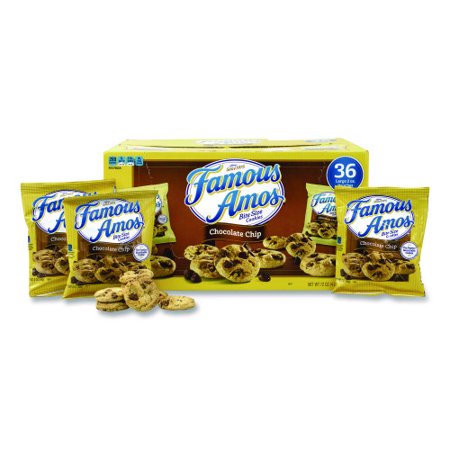 Famous Amos Cookies, Chocolate Chip, 2 oz Bag, 36/Carton, Each