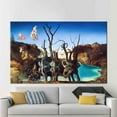 thumbnail image 1 of Famous Art, Swans Reflecting Canvas Poster, Cisnes Reflejando Elefantes Artwork, Wall Swans Printed, Wall Artwork, Canvas Wall Decor - White Framed, 1 of 9