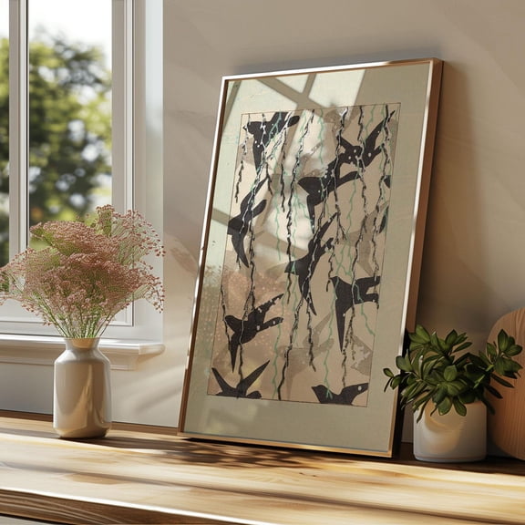 Famous Artist Print - Korin Furuy Floral Art Poster For Gallery Wall Home Decor, Elegant Classic Asian Japanese Antique Oriental Home Decor Wall Art, Modern Wall Decor, 12x18 UNFRAMED