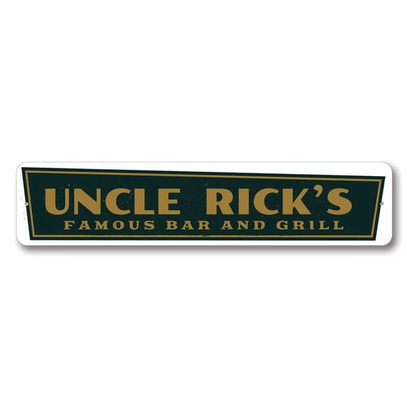 Famous Bar & Grill Sign, Bar Name Sign, Custom Home Bar Decor, Beer Sign, Grill Master Aluminum Sign - 4x18 inches