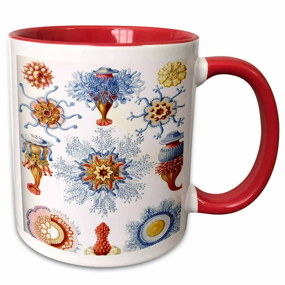 3drose, Famous Biologist Sealife Sketch Late 1800s, 15oz Two-tone Red Mug