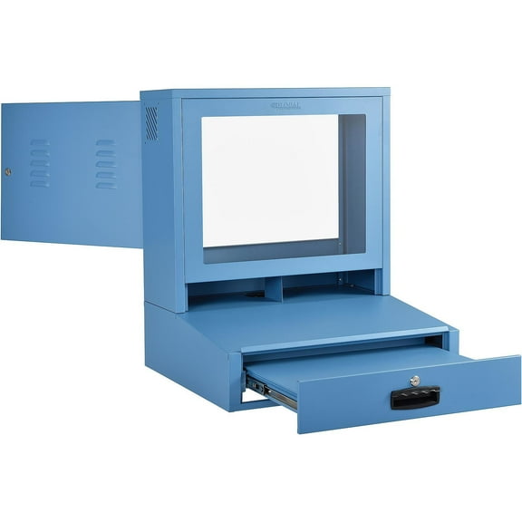 Global Industrial Countertop LCD Computer Cabinet Blue