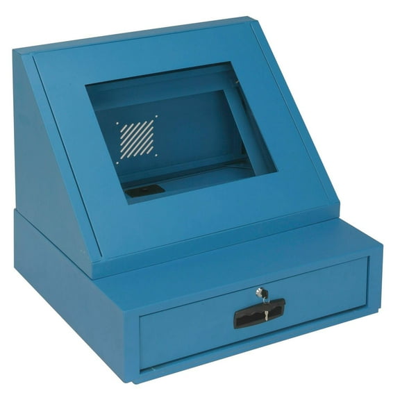 Global Industrial Countertop LCD Console Computer Cabinet Blue
