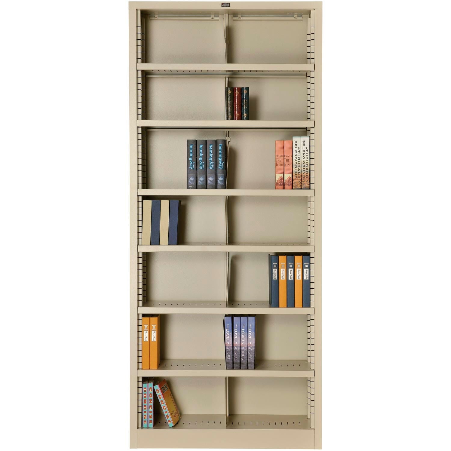 Adjustable Putty Steel Bookcase with 7 Shelves, 84" Height