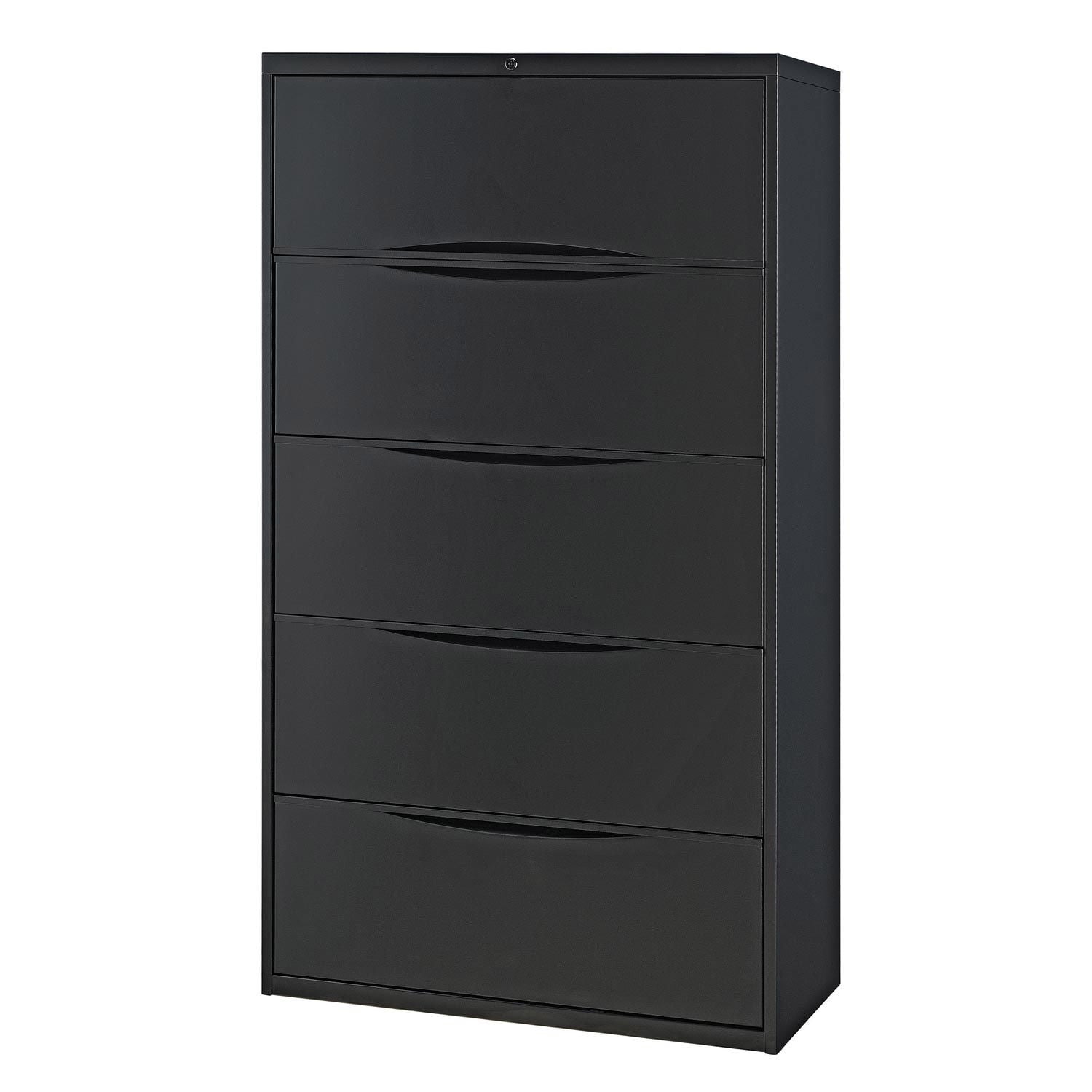 Black Steel 5-Drawer Lockable Lateral File Cabinet