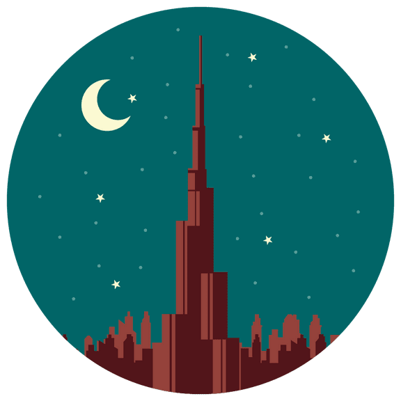 Famous Burj Khalifa Building 20" x 20" Vinyl Home Living Room Wall Sticker Decoration Multicolored Night Sky Background Design Tallest Landmark Adhesive Wall Decal