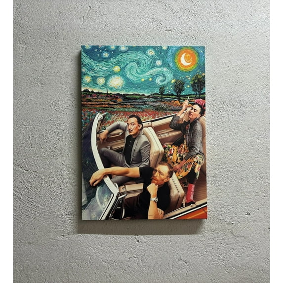 Famous Canvas Art, Starry Night Printed, Car Canvas Art, Oil Painting Print, Home Decor Canvas Artwork, Home Decor Canvas, Canvas Wall Decor - Gold Framed