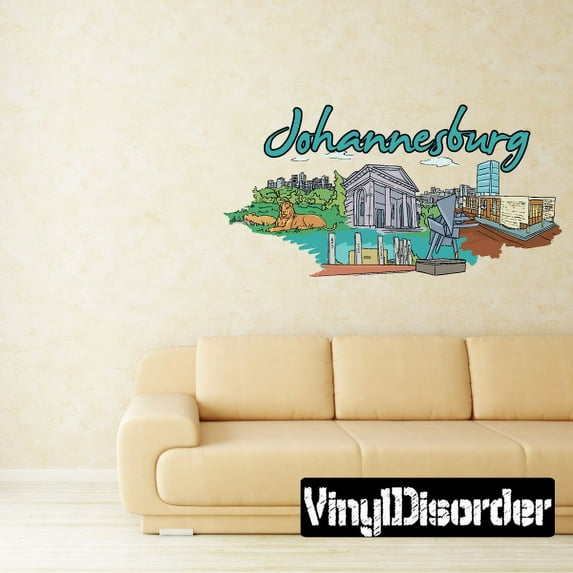 Famous City Johannesburg Wall Decal - Vinyl Car Sticker - Uscolor067 - 25 Inches