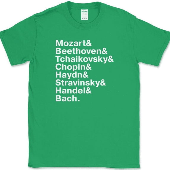 Famous Classical Composers Names T-Shirt Orchestra Music Classic Novelty Tee - Green, 5XL