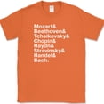 thumbnail image 1 of Famous Classical Composers Names T-Shirt Orchestra Music Classic Novelty Tee - Orange, 2XL, 1 of 1