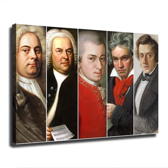 Famous Composers Poster Bach Handel Mozart Beethoven Chopin Musicians Music Canvas Poster Wall Art Decor Print Picture Paintings for Living Room Bedroom Decoration