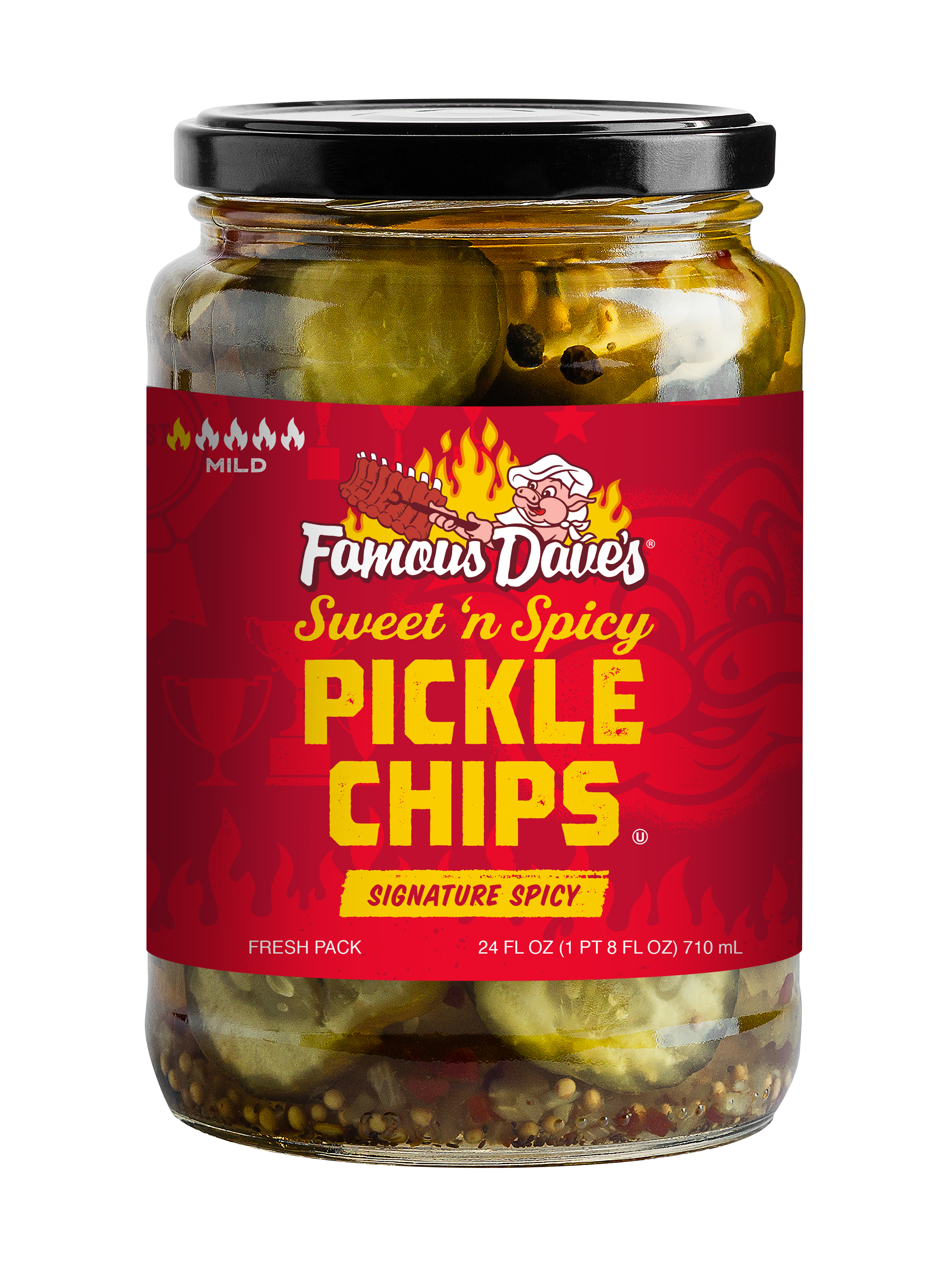 Famous Dave's Sweet 'N Spicy Pickle Chips, 24 fl oz Jar - image 1 of 10