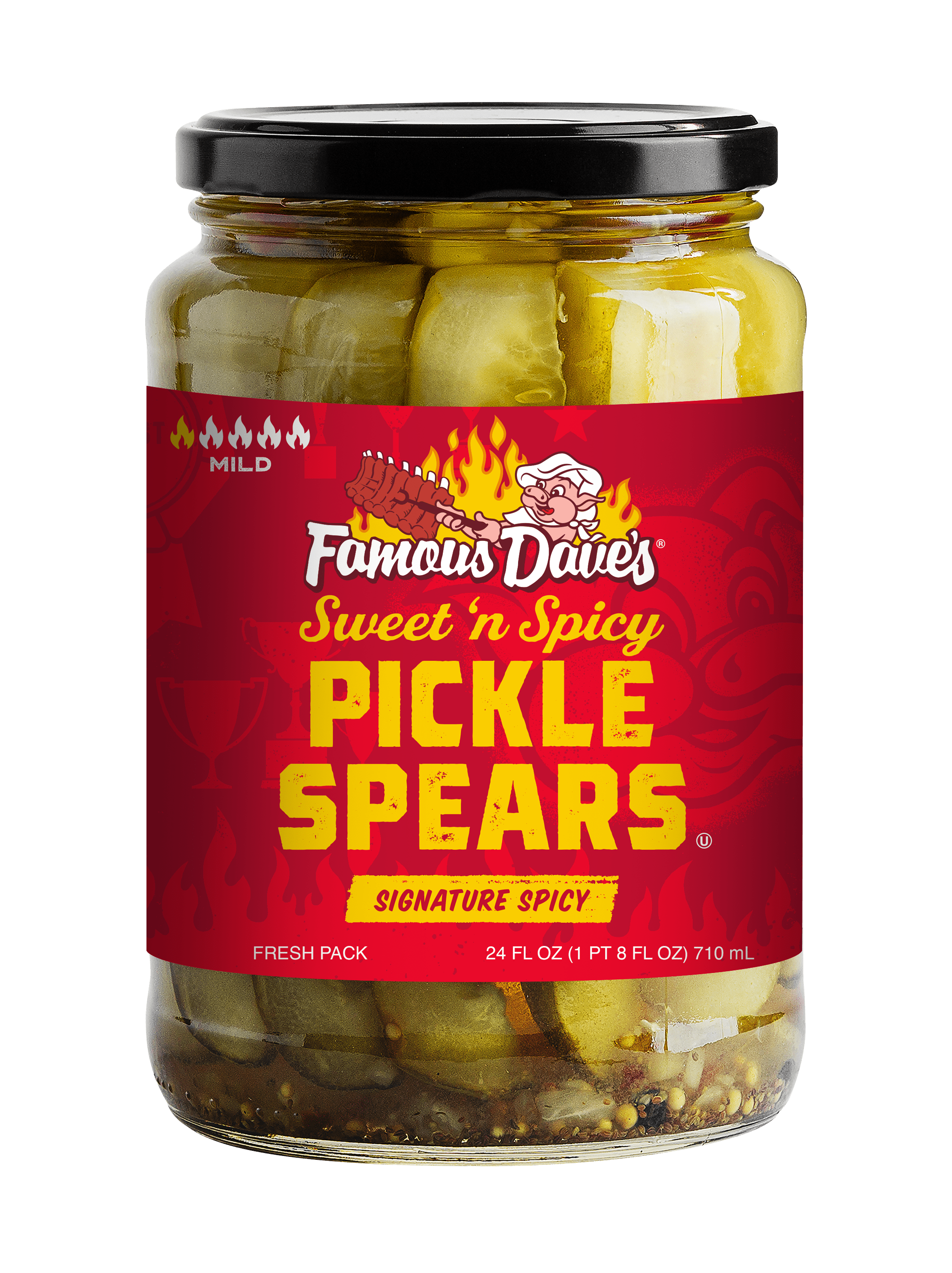 Famous Dave's Sweet 'N Spicy Pickle Spears, 24 fl oz Jar