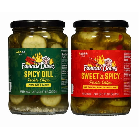 Famous Dave's Sweet & Spicy Pickle Chips and Spicy Dill Chips Pack