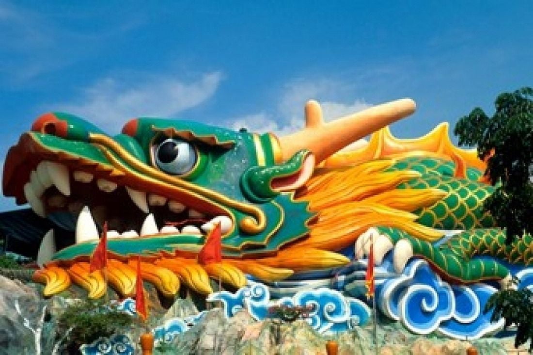 Famous Dragon at Haw Par Villa in Singapore Asia Canvas Art - Bill Bachmann DanitaDelimont (36 x 24)