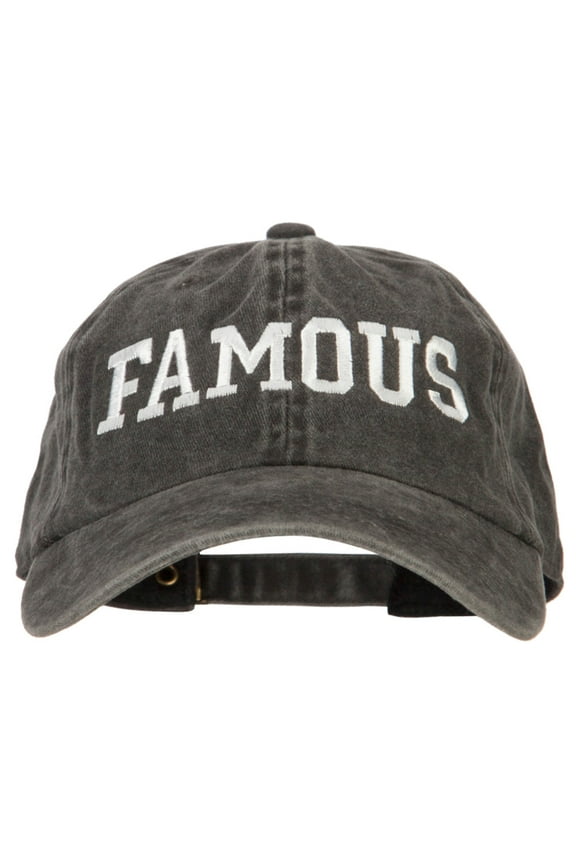 Famous Embroidered Washed Cotton Twill Cap - Black OSFM
