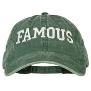 Famous Embroidered Washed Cotton Twill Cap - Dk Green OSFM