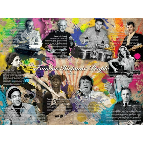 Famous Hispanic People Poster Series 01, Unframed, 24"x18"