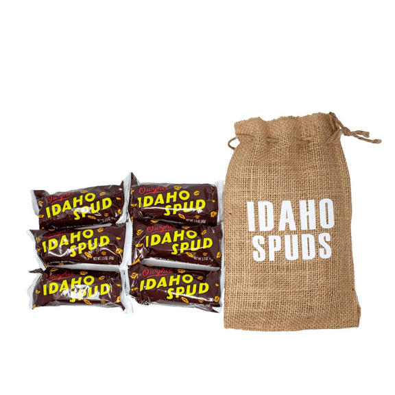 Famous Idaho Spud Candy Bars in Keepsake Burlap Bag Resembling a Sack of Idaho Potato's | Unique and Fun Gift Idea for any Occasion