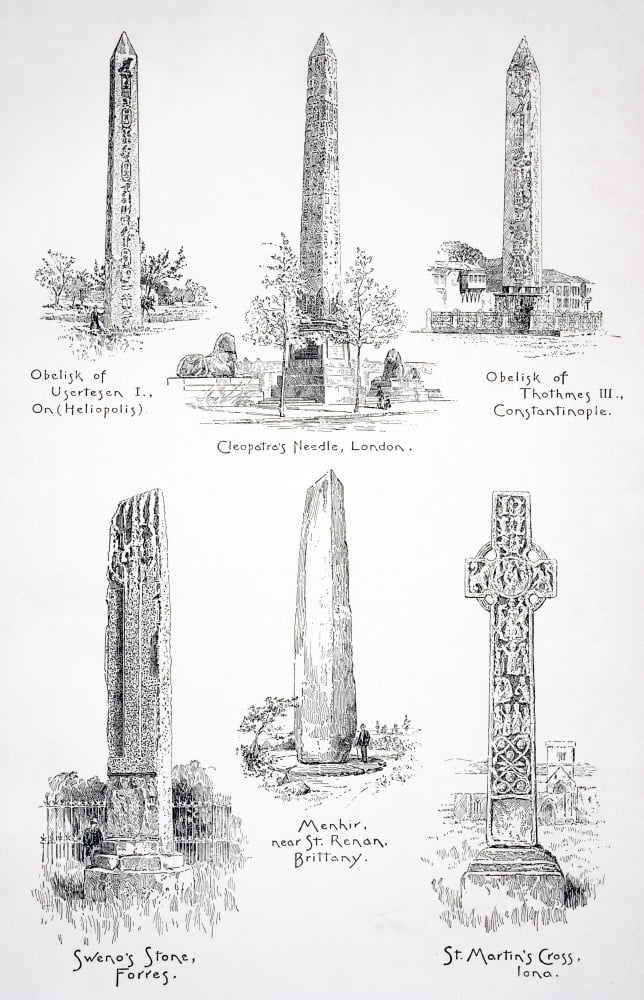 Famous Monoliths At Heliopolis London Istanbul Forres Saint Renan And Iona From The Modern Cyclopedia Vol Vi 1903 Canvas Art - Ken Welsh Design Pics (11 x 18)