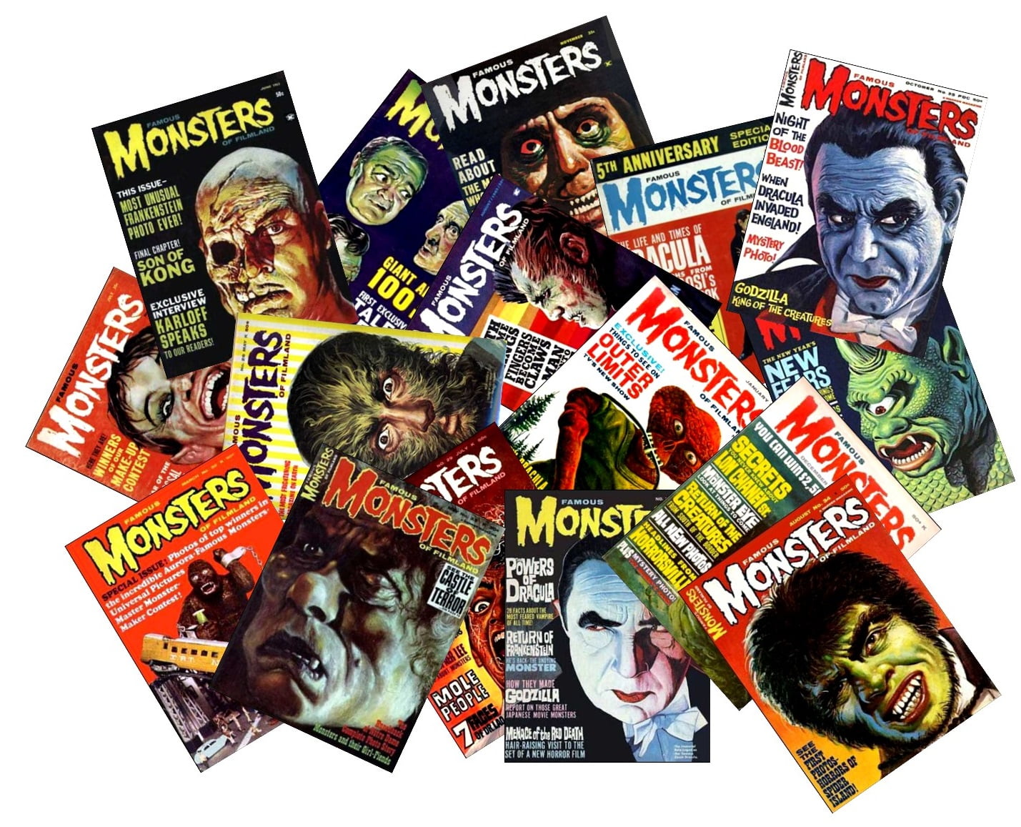 Famous Monsters of Filmland Cover Art Stickers Series 2 - Set of 16 -  Horror Gore Monsters - Walmart.com