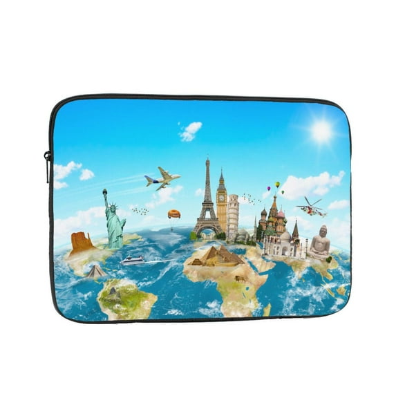 Famous Monuments of the World Portable Laptop Sleeve Compatible with MacBook Air Notebook Computer Case for Men Women College School Students
