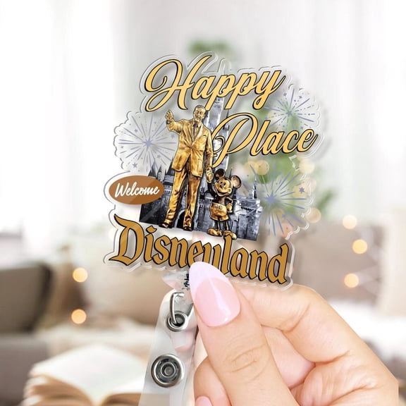 Famous Mouse Character Classic Cartoon Statue Partner Happy Place Badge Reel Famous Theme