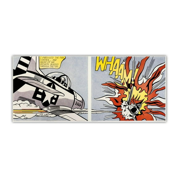 Famous Painting Wall Art Roy Lichtenstein"Whaam,1963"-Canvas Wall Art Home Decor-Paintings Reproduction-Canvas Wall Art Print Abstract