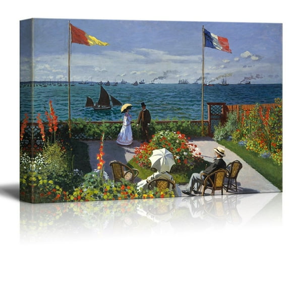 Famous Painting of Garden at Sainte Adresseby Claude Monet Gallery 24x36 inches