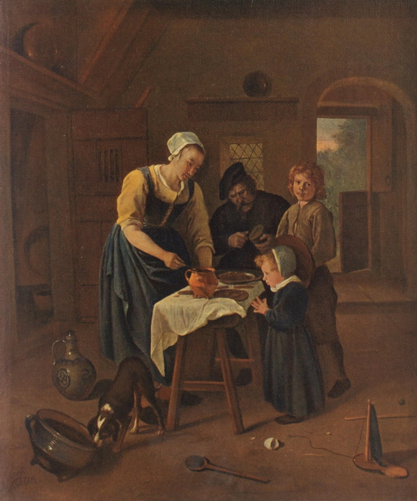 Famous Paintings 1913 Grace before Meat Canvas Art - Jan Steen (18 x 24)