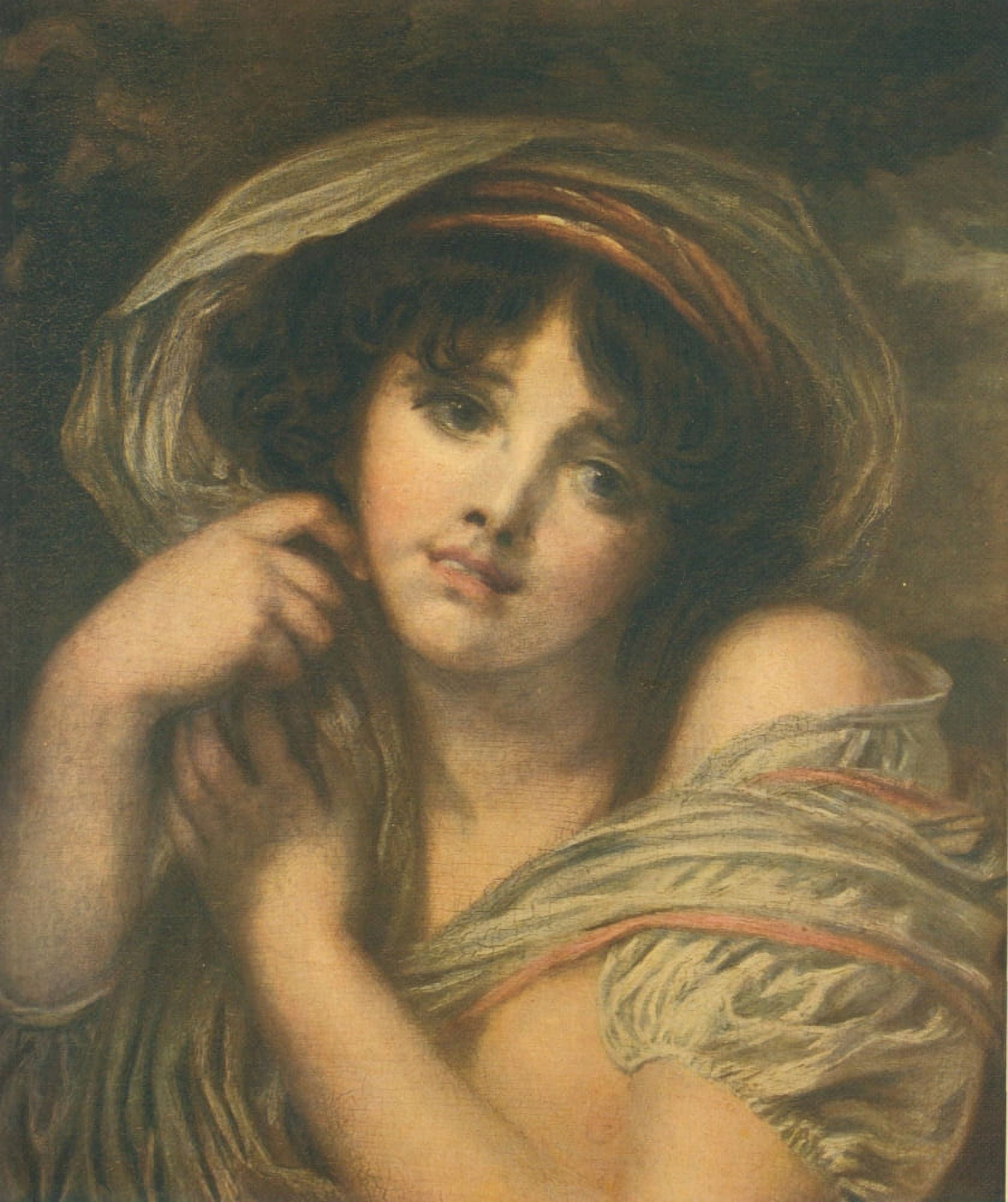 Famous Paintings 1913 Head of a Girl Canvas Art - Jean-Baptiste Greuze (24 x 36)