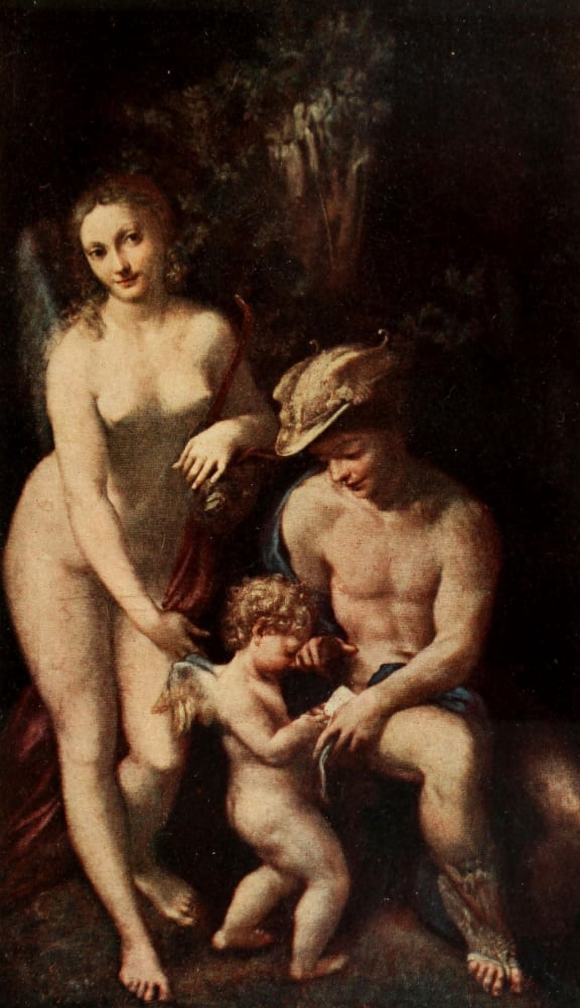 Famous Paintings 1913 Mercury Instructing Venus Canvas Art - A Correggio (18 x 24)
