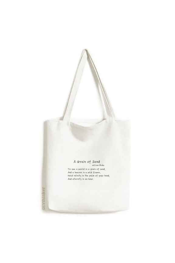 Famous Poetry Quote A Grain Of Sand Tote Canvas Bag Shopping Satchel Casual Handbag