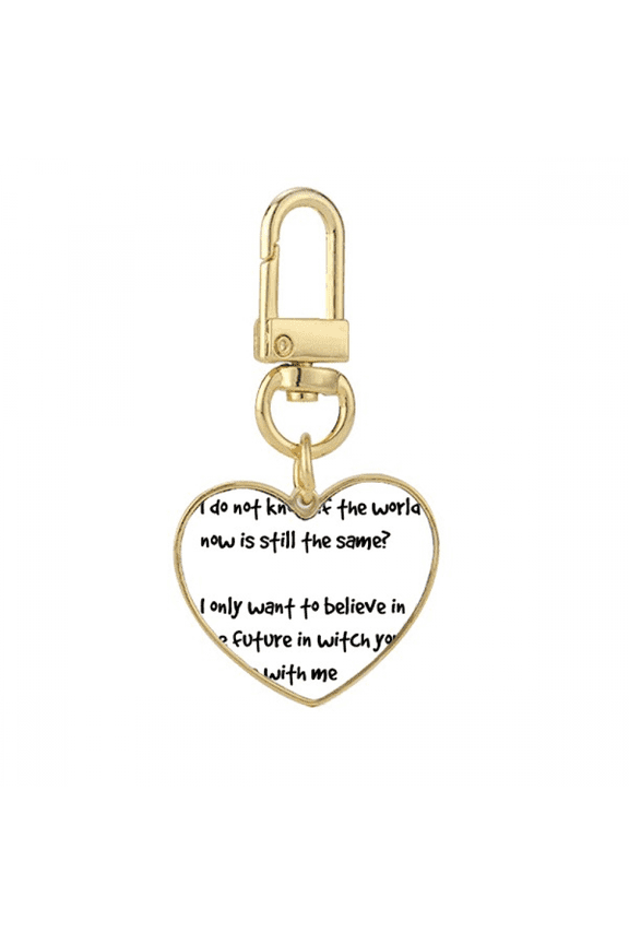 Famous Poetry Quote Future With You Gold Heart Keychain Metal Keyring Holder