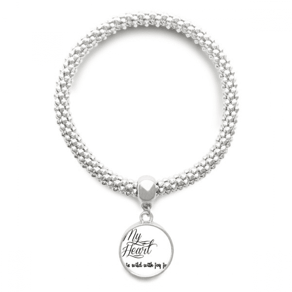 Famous Poetry Quote My Heart Joy Sliver Bracelet Pendant Jewelry Chain Adjustable Bangle