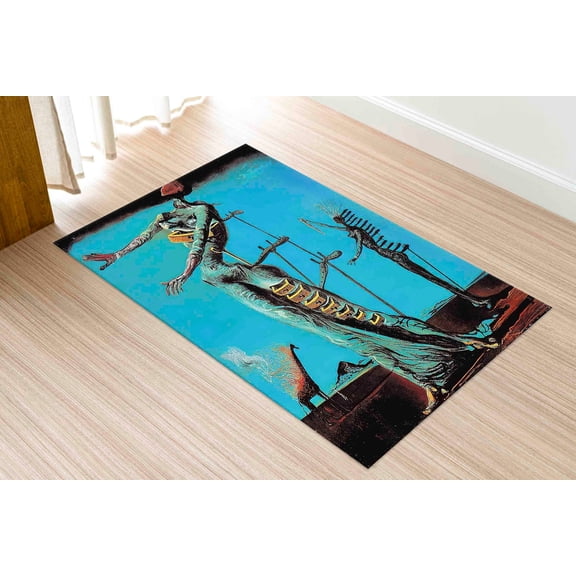 Famous Rug, The Burning Giraffe Rugs, Personalized Rugs, Famous Rugs, Salvador Dali Rugs, Bridesmaid Gift Rugs, Cool Rugs, Blue Rug, 2.6'x4' - 80x120 cm