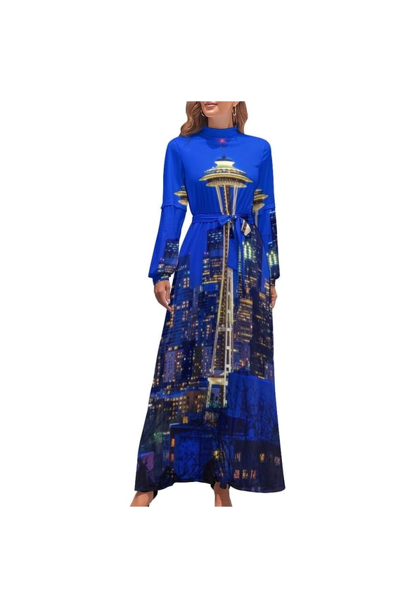 Famous Space Needle in Seattle at sunset Long Dress birthday dress for women luxury 2024 summer woman dress 2024 Long
