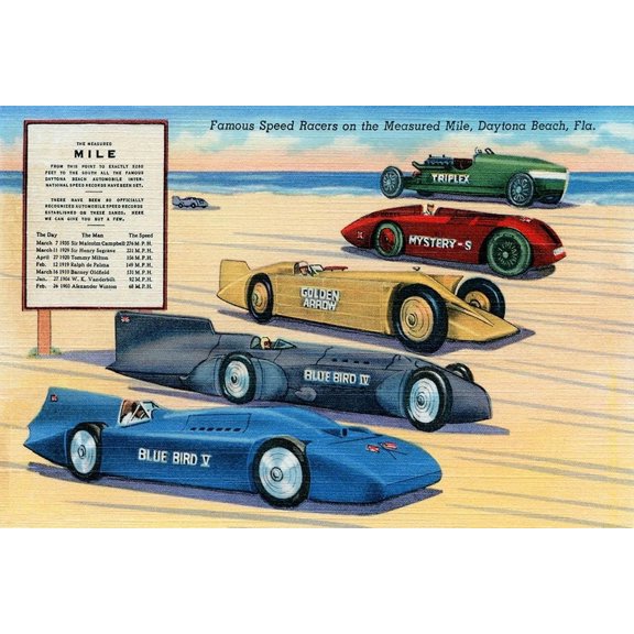 Famous Speed Racers on the Measured Mile Poster Print by Retrotravel Retrotravel