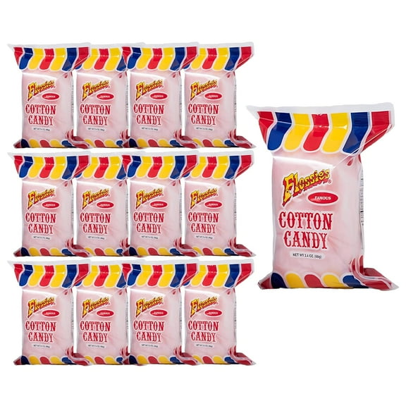 Famous -Strawberry Cotton Candy, Flavorful, Light and Fluffy Cotton Candy, Ideal Party Snack for All Ages, 2.4 Ounce (12 Pack)