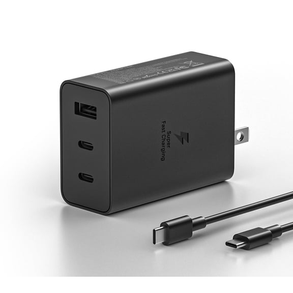 Famous Tech Shop 65W Trio USB-C Fast Travel Charger, 3-Port USB-C & USB-A Wall Charging Adapter for Phones, Tablets, Laptops