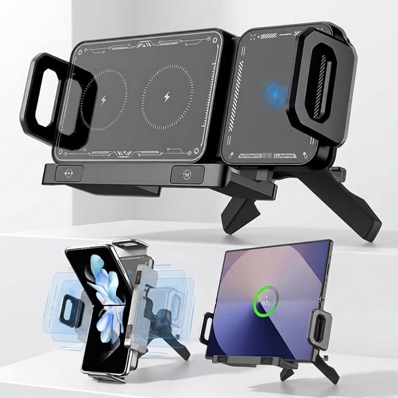 Famous Tech Shop 15W Wireless Car Charger Mount, Auto Clamping Phone Holder, 360 Degree Rotating Air Vent Mount for iPhone and Android