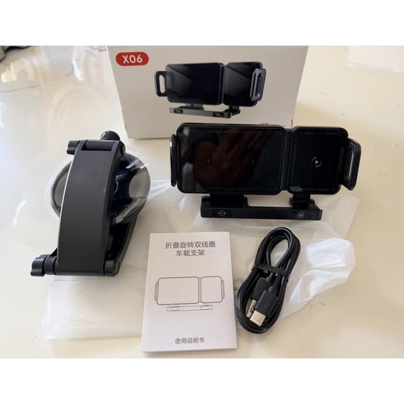 Famous Tech Shop 15W Wireless Car Charger Mount with Auto Clamping, 360° Rotating Dashboard Phone Holder for iPhone and Android